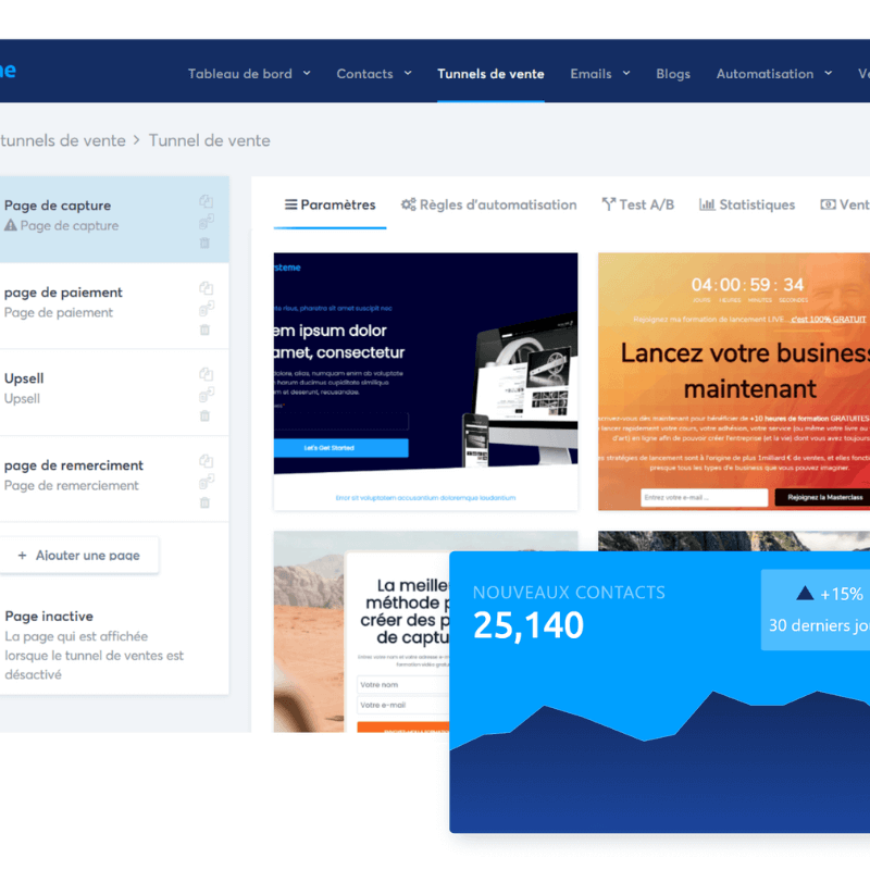 systeme.io, meilleur tunnel de vente, tunnel de vente exemple, business en ligne